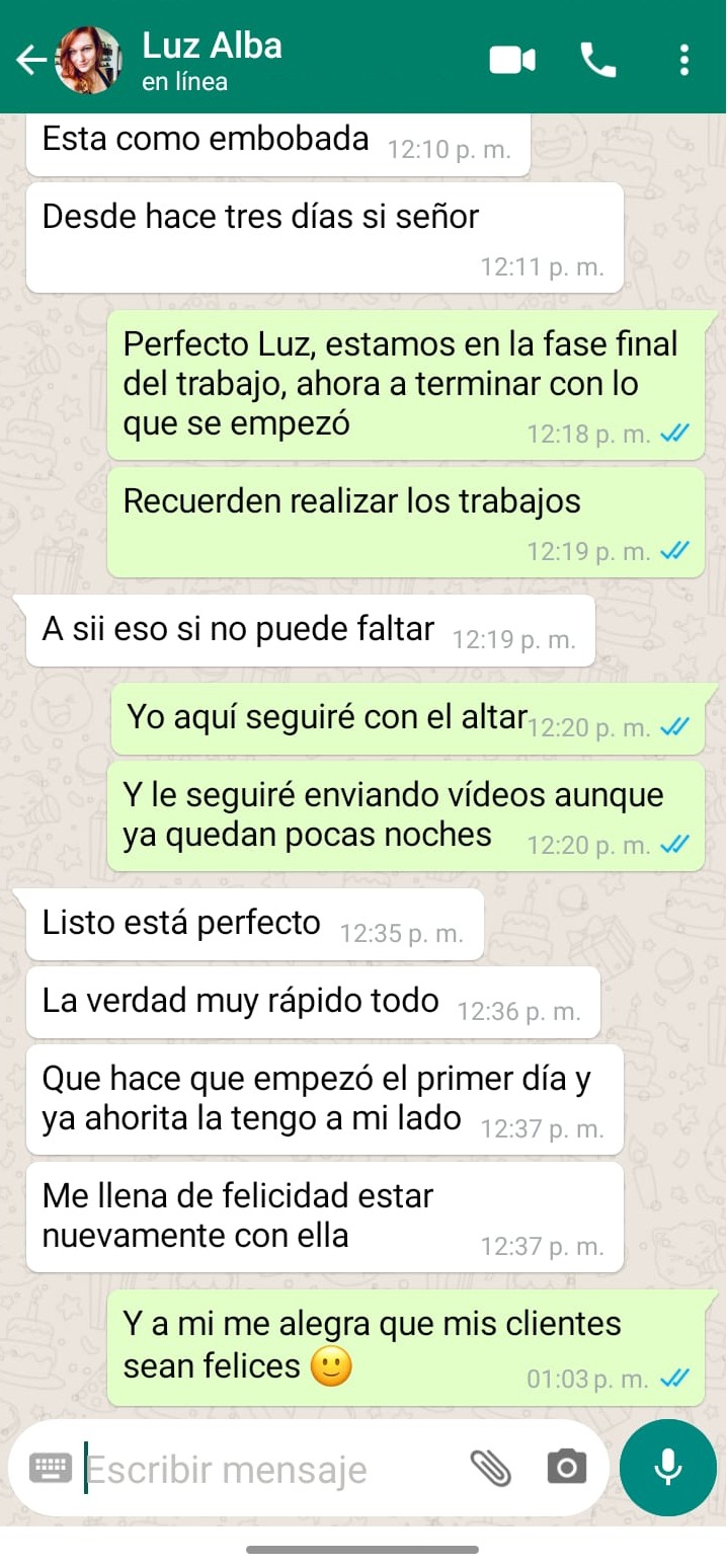 Testimonio de Ángela por amarre de amor